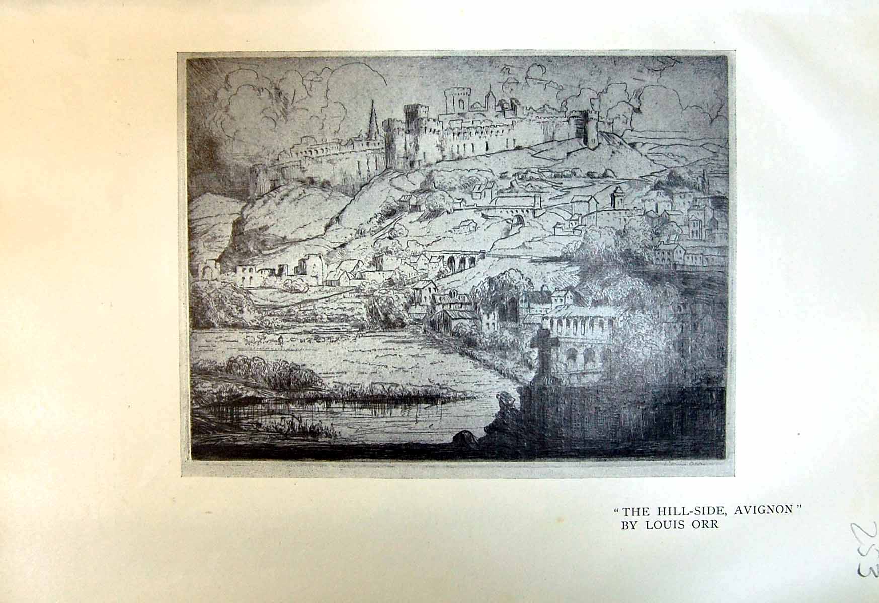 Old Hill-Side Architecture Avignon Louis Orr 1913 Scene San Angel Mex 20th