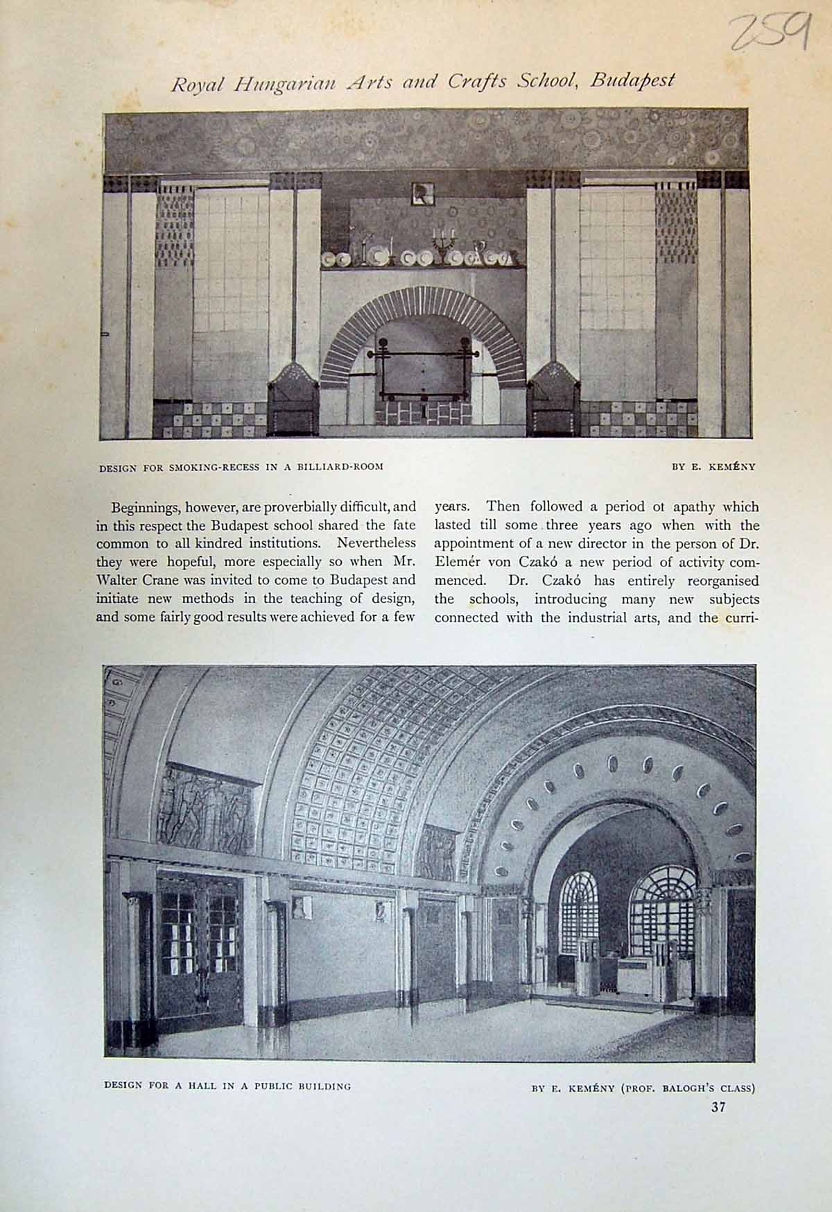 Old Design Billiard Room Kemeny Hungarian School Cartoon Wall Paintin