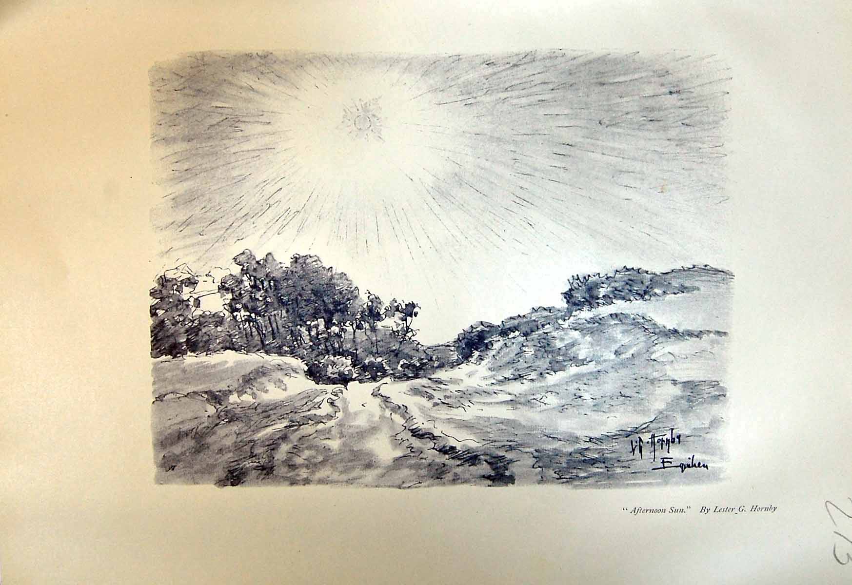 Antique Print Afternoon Sun Scene Hornby 1913 Fishing Carrying Catch Ashore