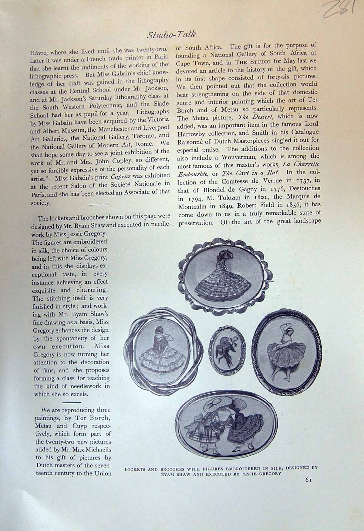 Old Lockets Brooches Silk Byam Shaw Gregory Lady Gerard Ter Borch 191 20th