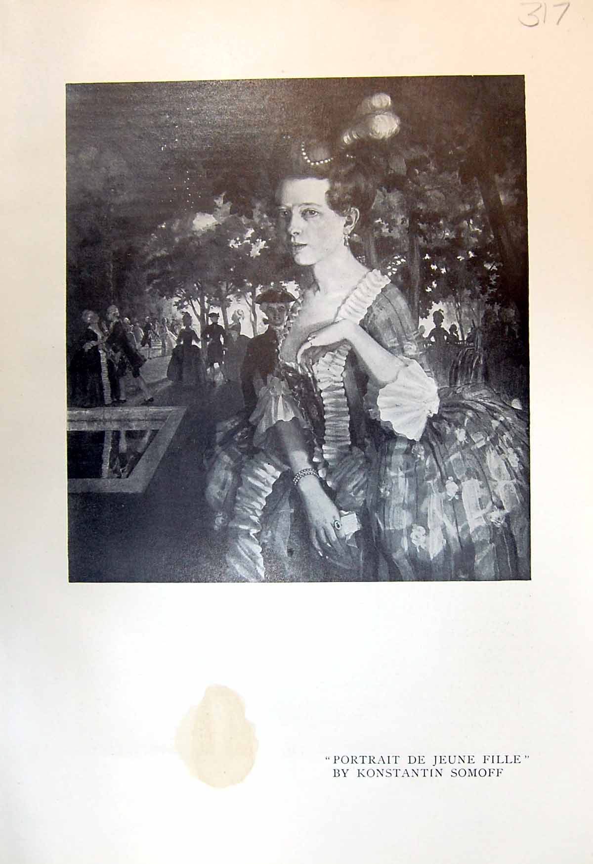 Antique Old Print Neige Mars Igor Grabar 1913 Portrait De Jeune Fille Somf 20th