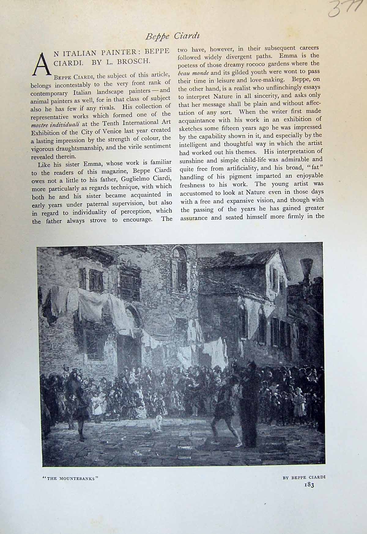 Old Antique Print Mountebanks Beppe Ciardi Little Mothers Children 1913 20th