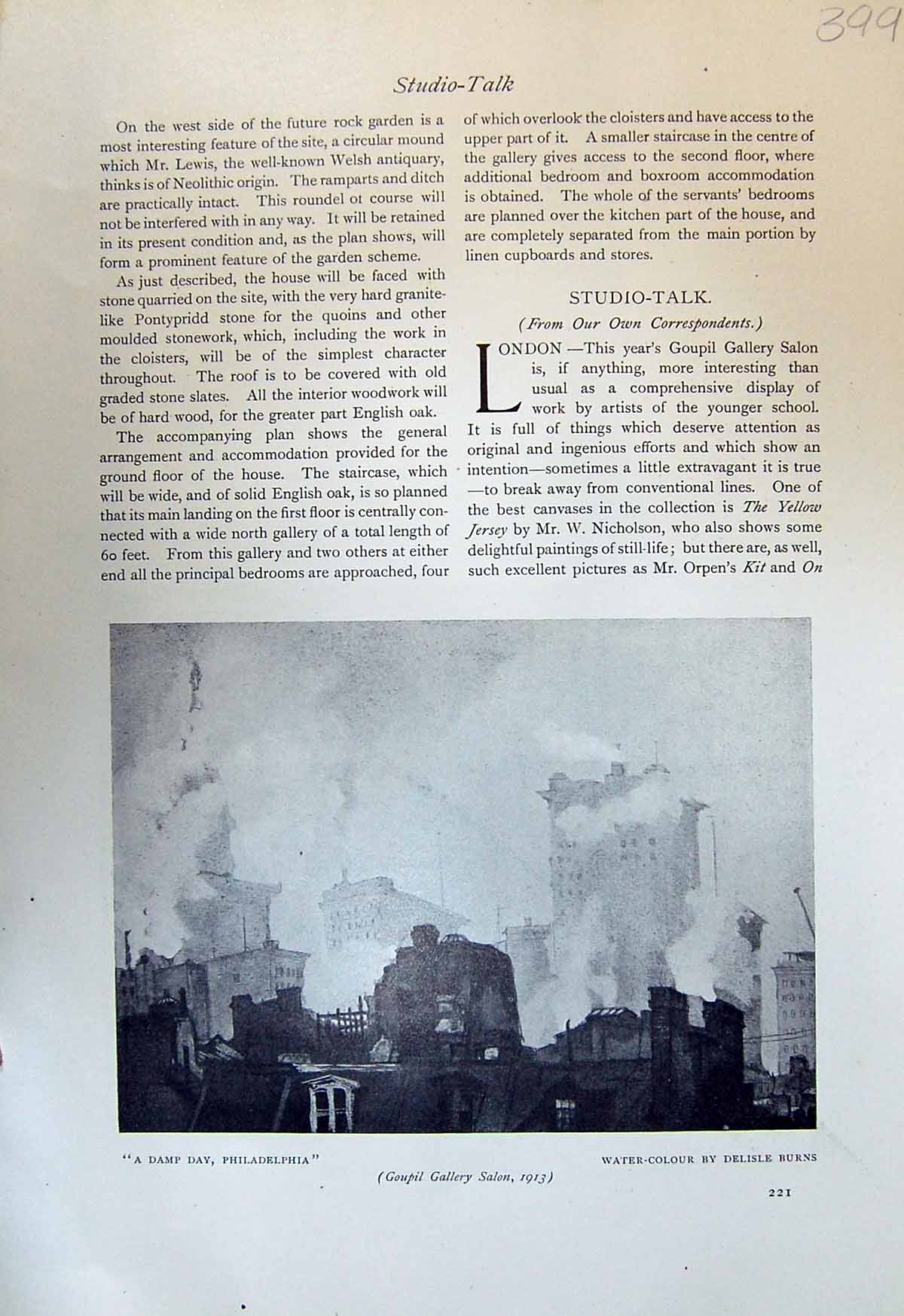 Antique Print Damp Day Philadelphia Burns 1913 Legend Nativity John Copley 20th