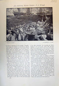 Antique Old Print Buccaneers Ships Waugh Sea Scene Fresh Morning Breeze 1913