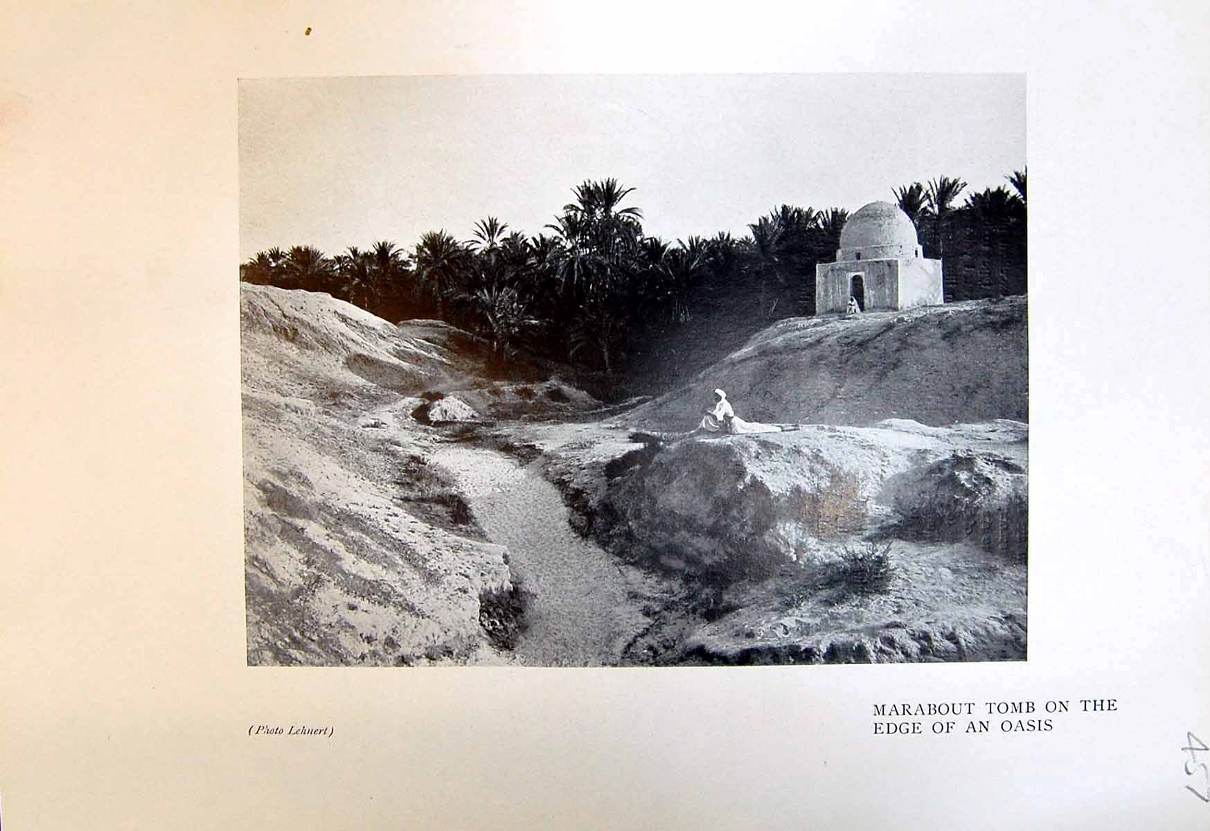 Antique Old Print Marabout Tomb Edge Oasis Bedouin Model Lady Lehnert 1913 20th