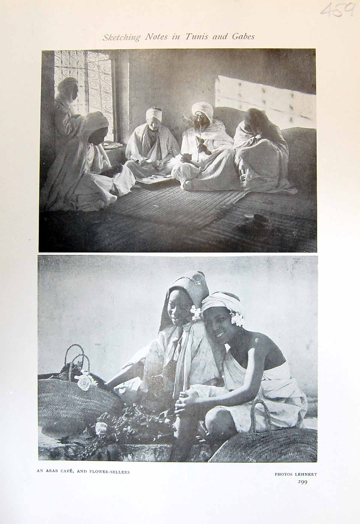 Old Tunis Gabes Arab CafÇ Flower Sellers Date Gathering Courtyard 191 20th