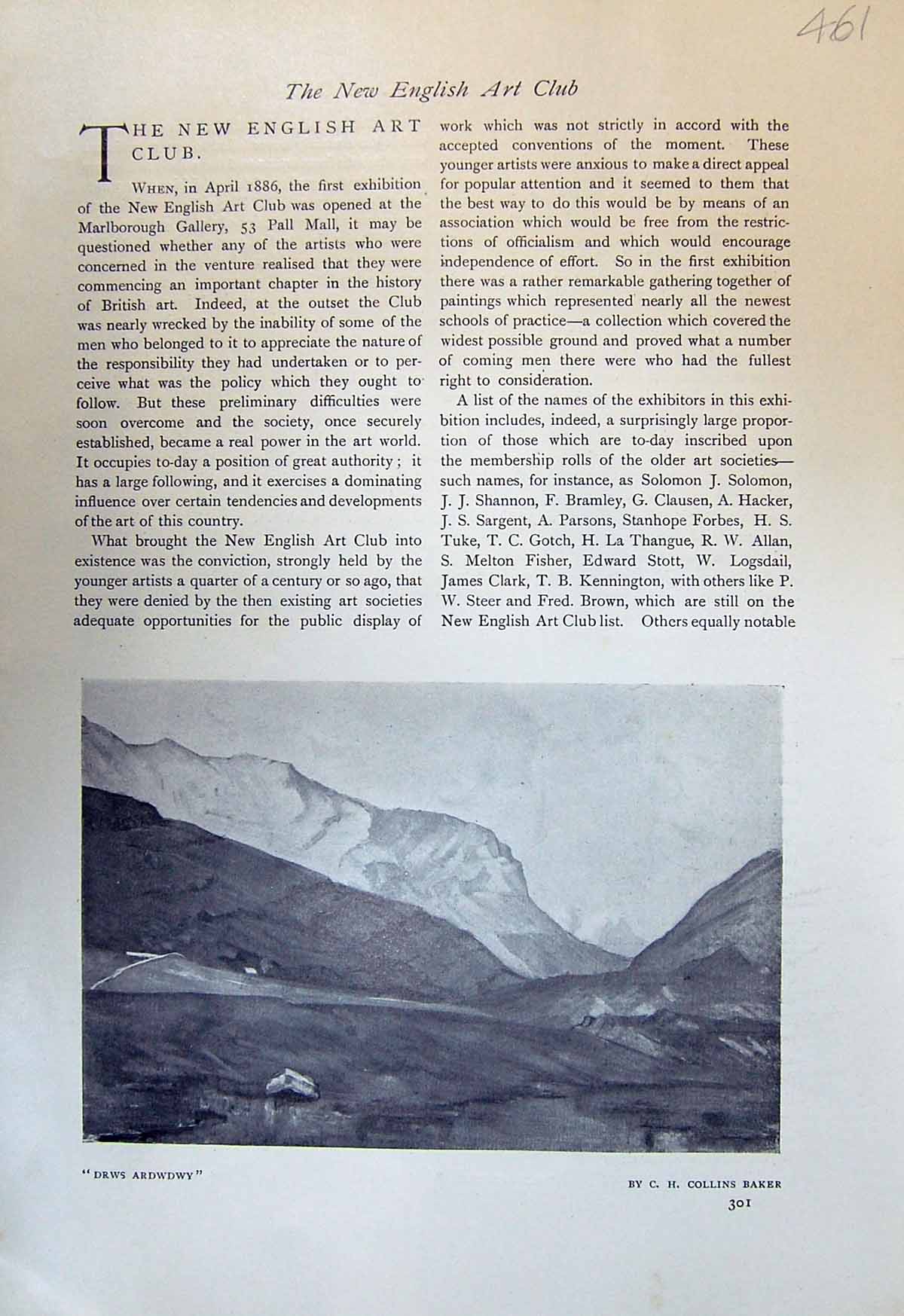 Antique Old Print Drws Ardwdwy Mountains Baker 1913 San Gimignano Southall 20th