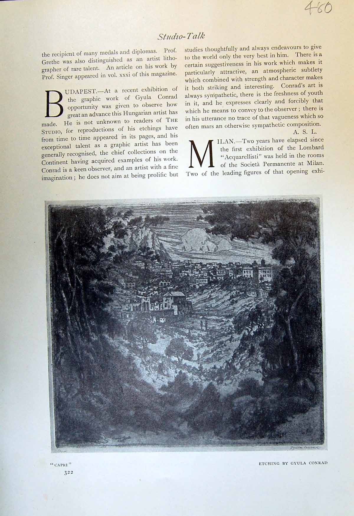 Antique Old Print 1913 View Capri Gyula Conrad Shipyard Men Industry Shipping