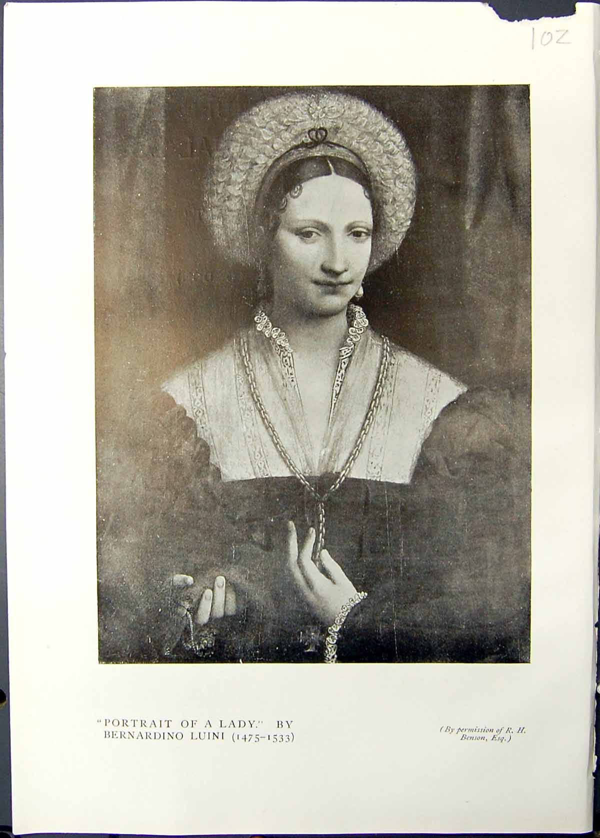 Old Studio 1911 Portrait Lady Bernardino Luini George Cowper Gore Zfa 20th