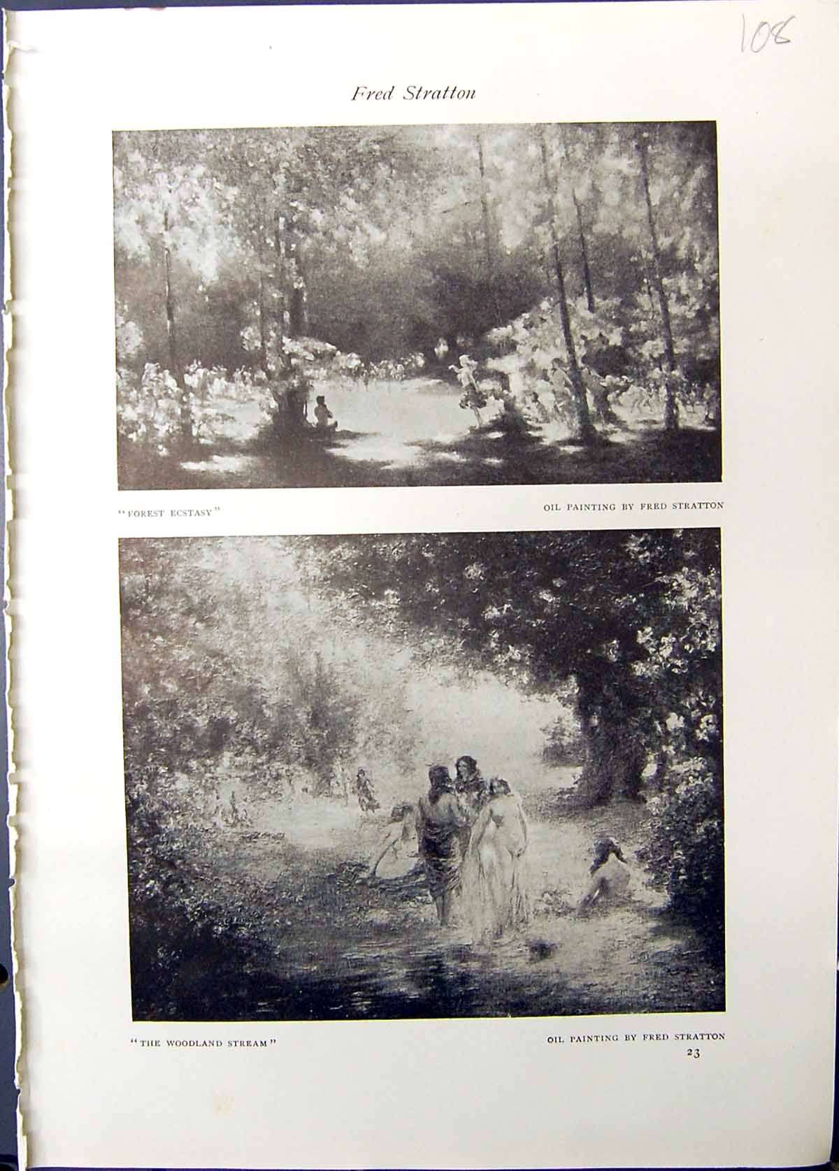 Old Studio 1911 Forest Ecstasy Fred Stratton Woodland Stream Picnic S 20th
