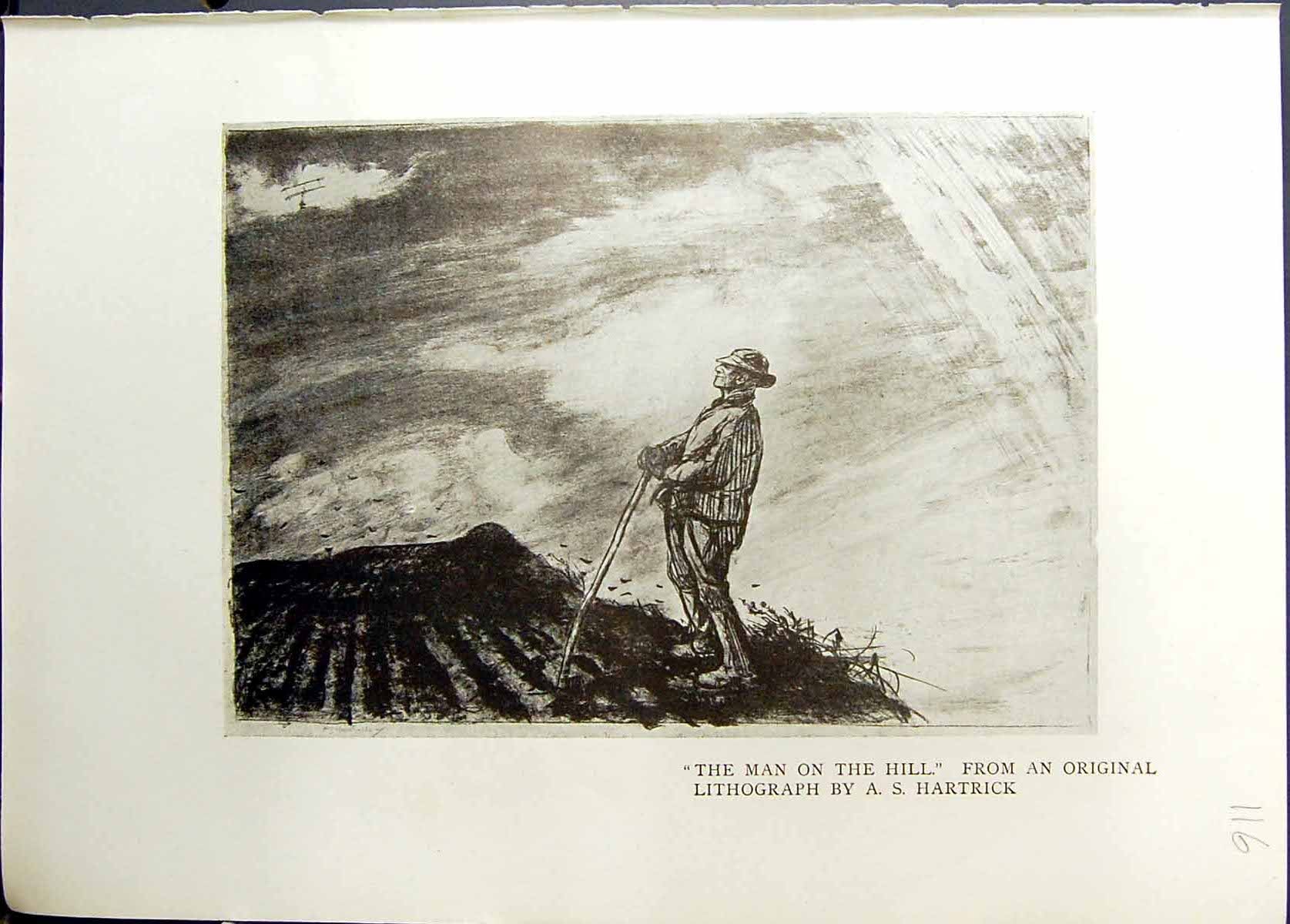 Old Studio 1911 Man Hill Lithograph Hartrick Monks Cemetery Francesco 20th