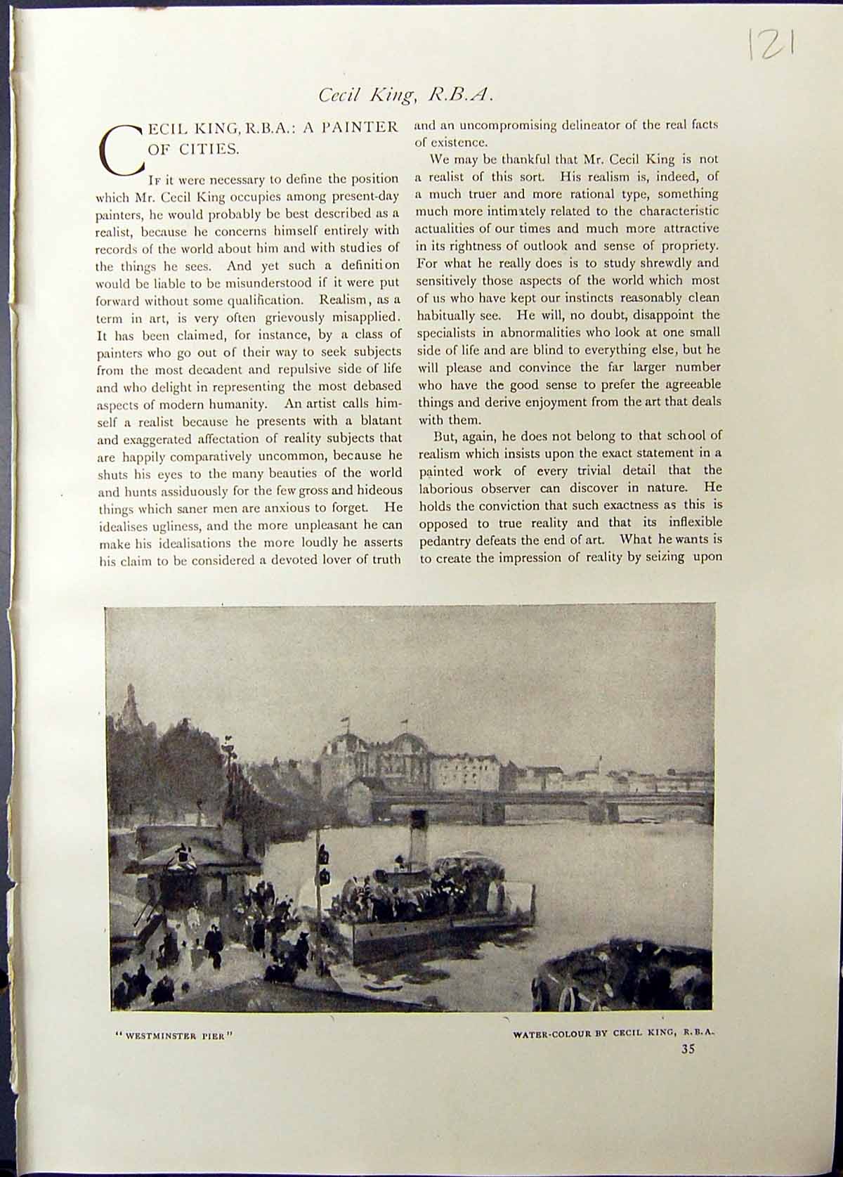 Old Studio 1911 Westminster Pier Cecil King Market Place Bruges Water 20th
