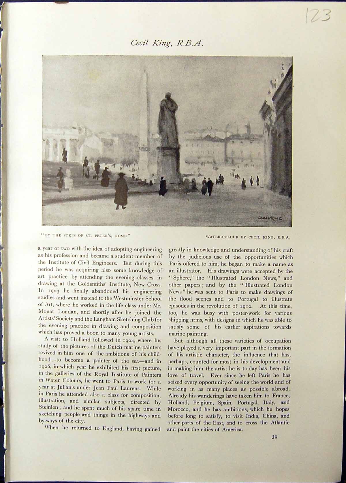 Old Studio 1911 Steps St. Peter'S Rome Cecil King Santa Maria Cosmedi 20th