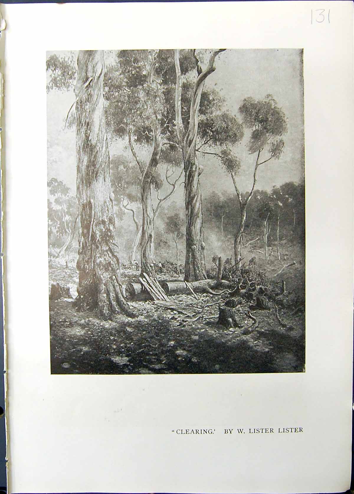 Antique Old Print Studio 1911 Clearing Trees Lister Mid-Day Rest Will Ashton