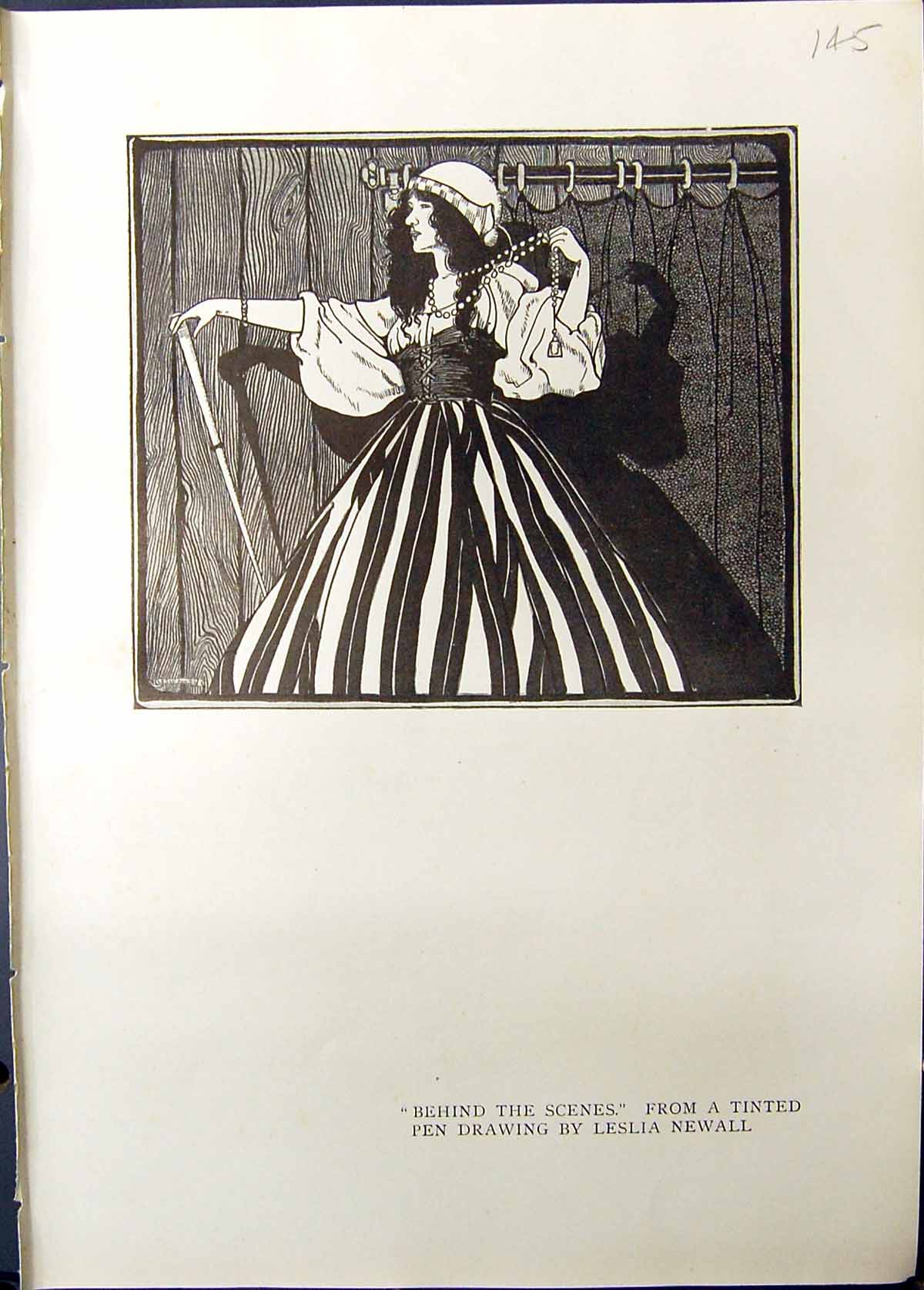Old Howden Dam Derwent Waterworks 1911 Lady Theatre Pen Drawing Lesli 20th