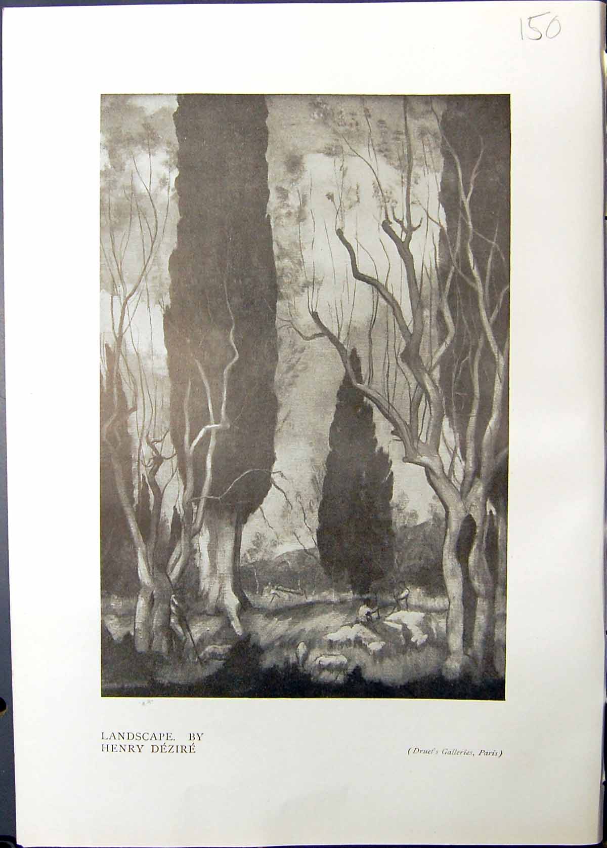 Old Studio 1911 Landscape Henry Dezire Trees Stone-Ware Vase Lenoble 20th