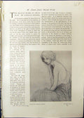 Old Print Studio 1911 Study Woman Sitting Chair Aman Jean Beautiful Lady 20th