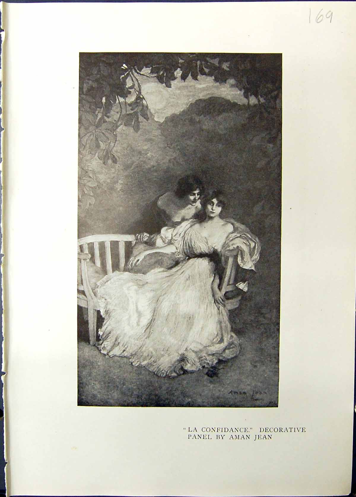 Old Print Confidance Ladies Decorative Panel Aman Jean Woman Studio 1911 20th
