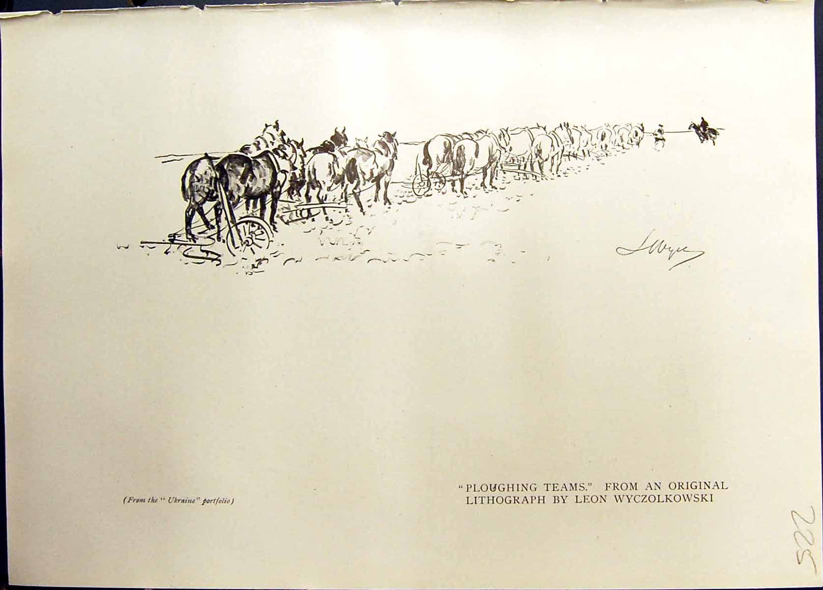 Old Studio 1911 Ploughing Teams Horses Leon Wyczolkowski Warehouses D 20th