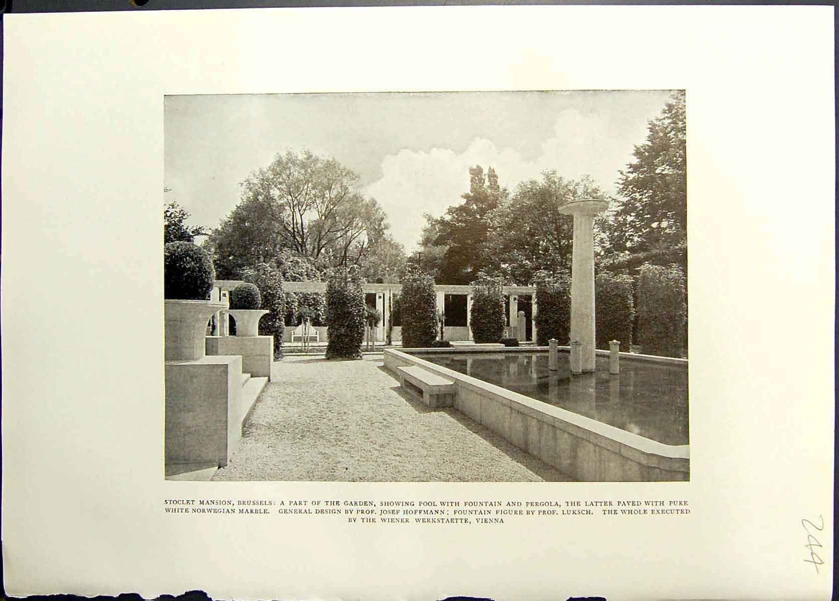 Old Studio 1911 Stoclet Mansion Brussels Garden Fountain Luksch Hfman 20th