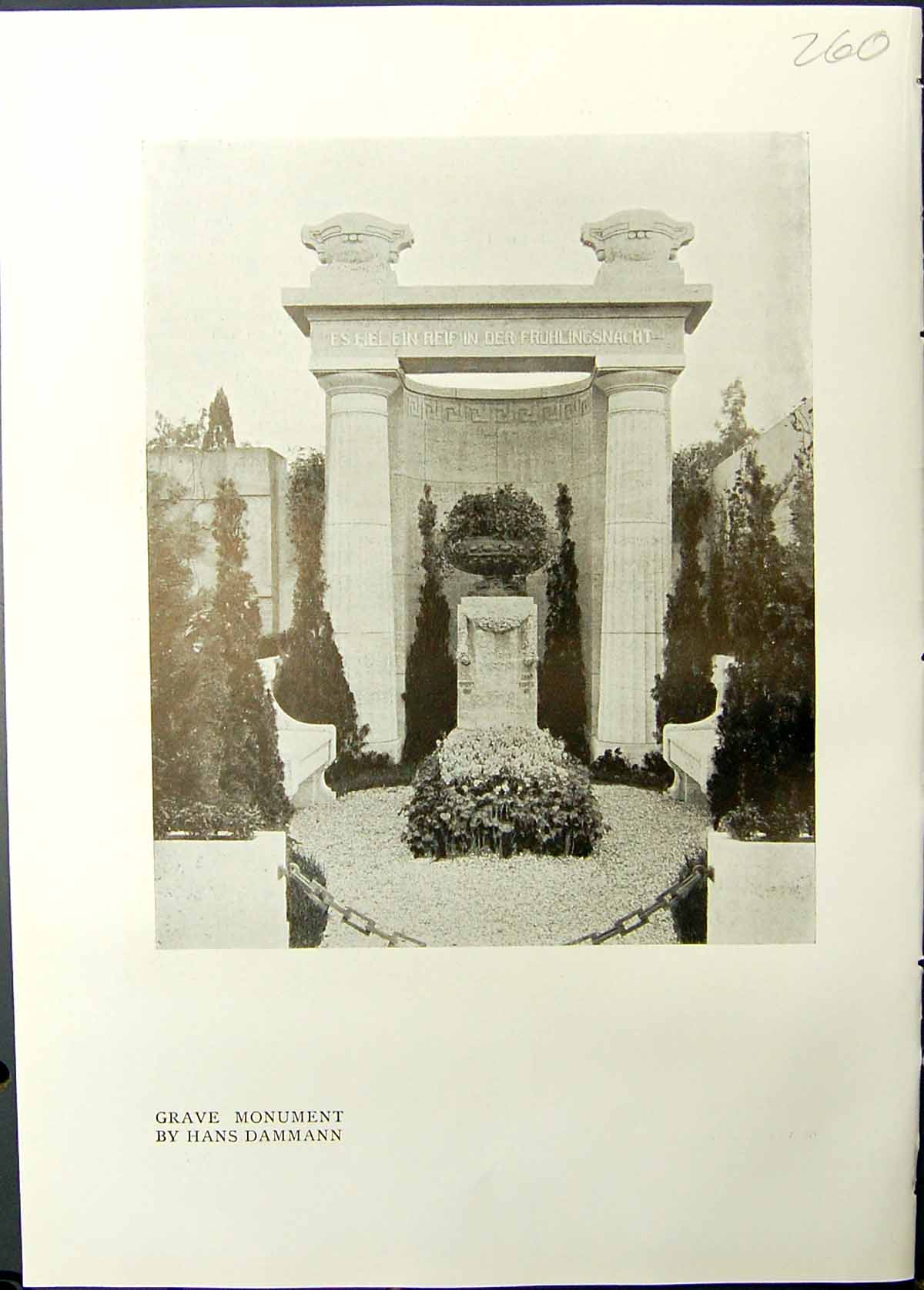Old Antique Print Studio 1911 Grave Monument Hans Dammann Familie Hansen 20th