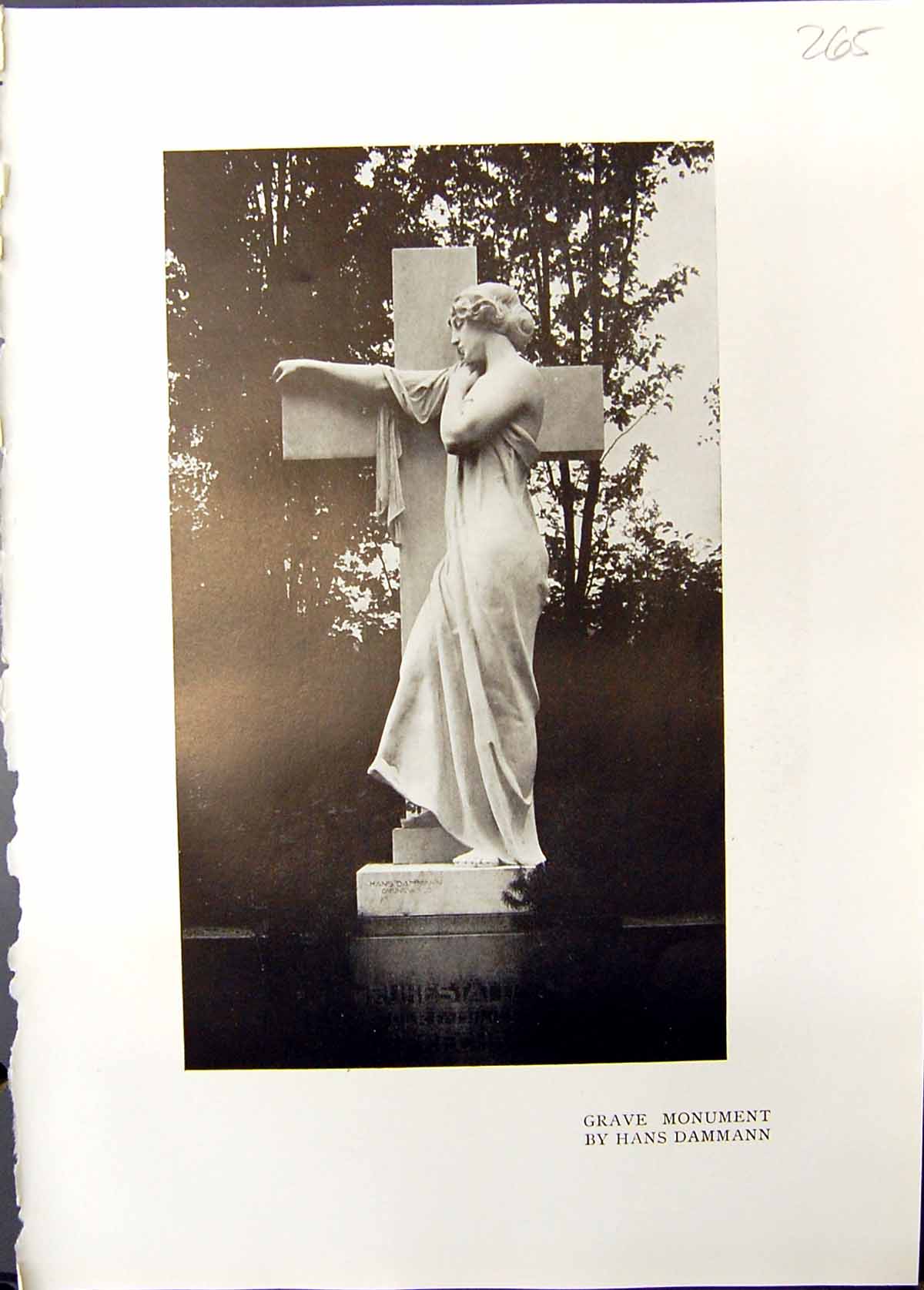 Original Old Antique Print Studio 1911 Grave Monument Hans Dammann Churchyard