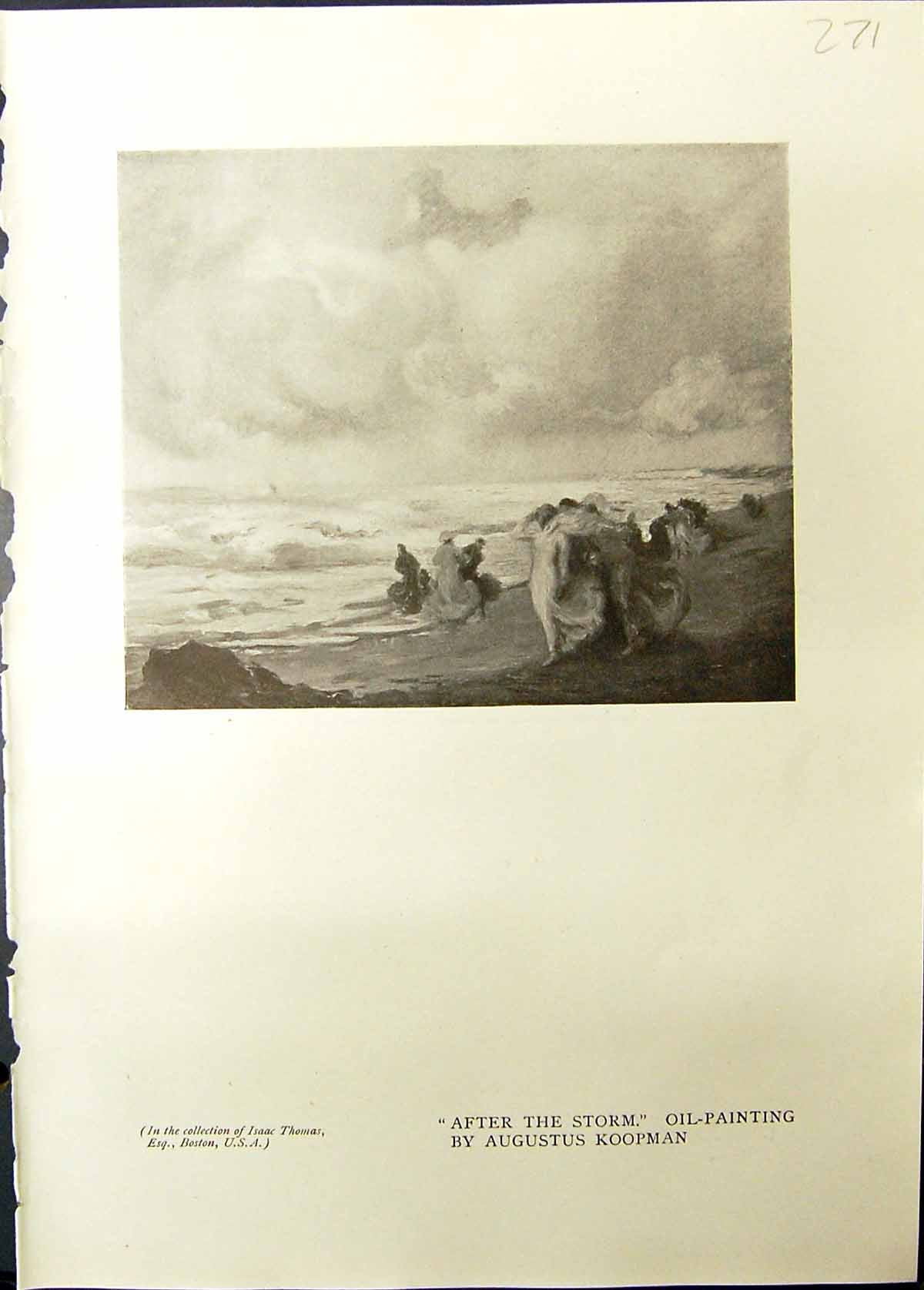 Old Beach Scene After Storm Augustus Koopman Boat Sea Might Main Stud