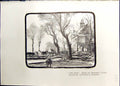 Old Studio 1911 Hunting Meet Lithograph Anthony Barker Beeches Trees 20th