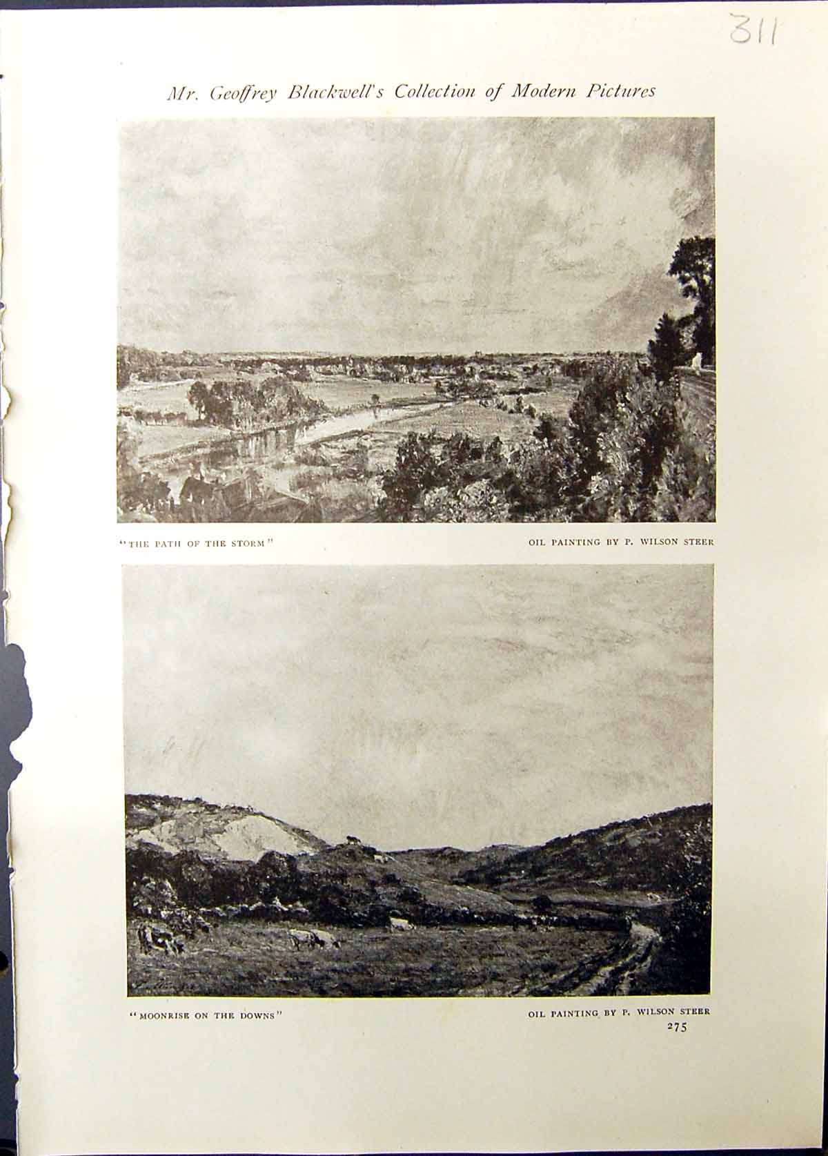 Old Studio 1911 Path Storm Wilson Steer Moonrise Downs Rye Harbour Pi 20th