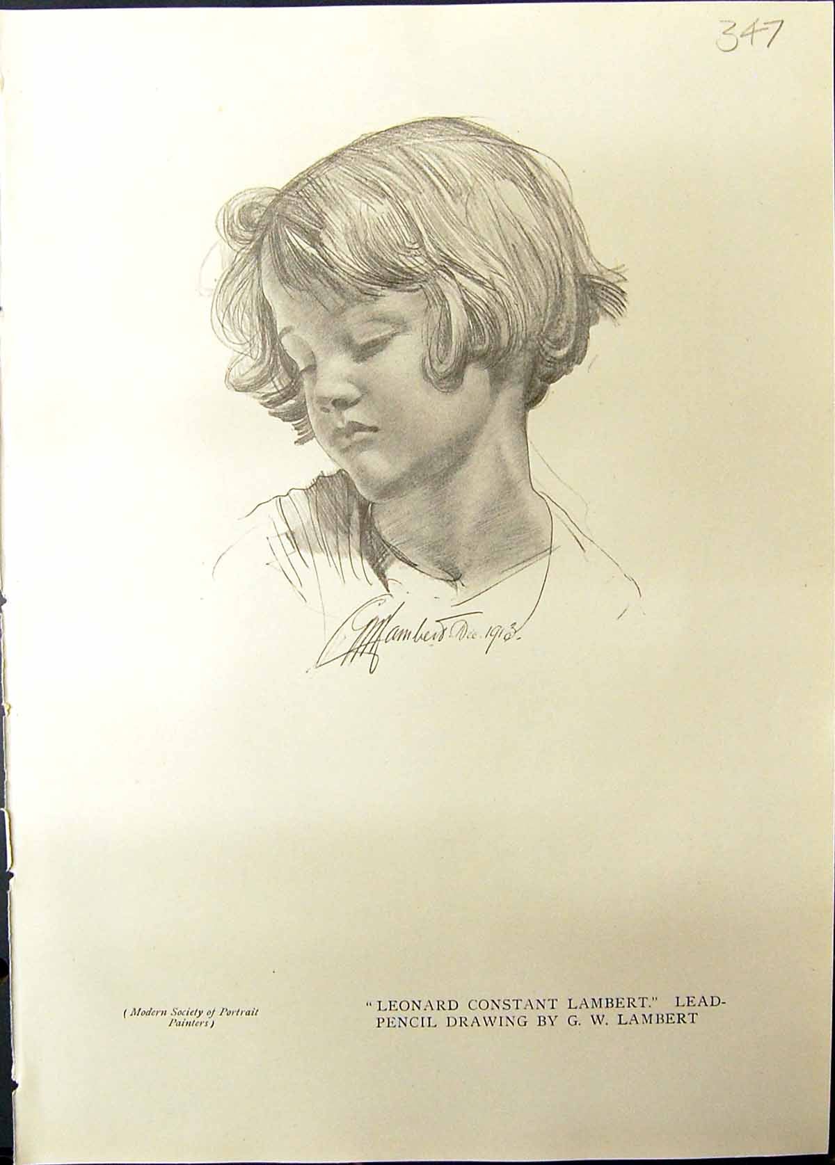 Old Leonard Constant Lambert Pencil Drawing Beautiful Fair Girl Studi