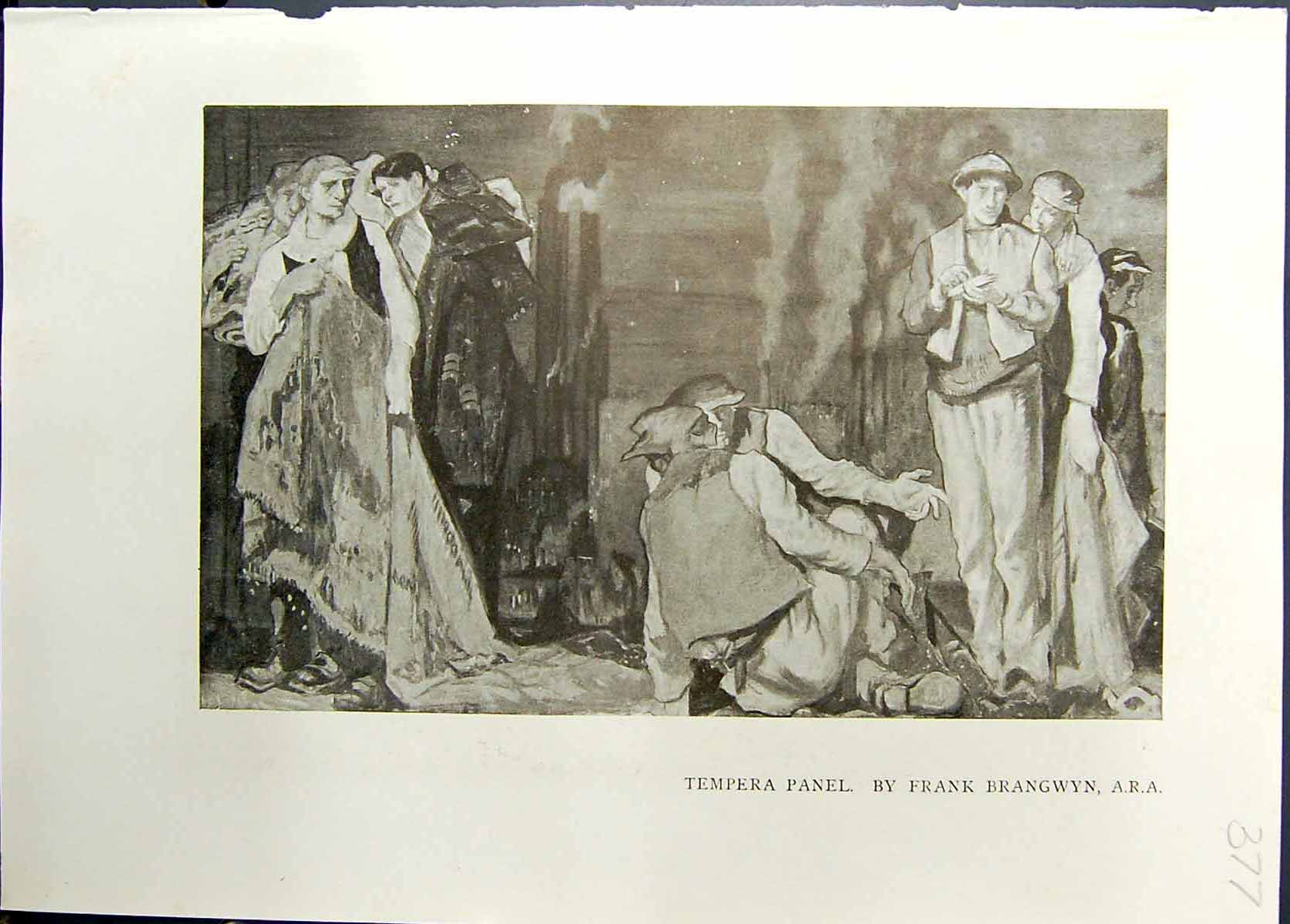 Old Studio 1911 Tempera Panel People Frank Brangwyn Men Working Indus 20th