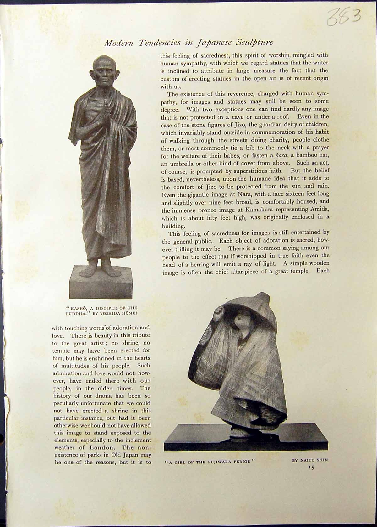 Old Japanese Sculpture Kasho Buddha Homei Girl Fujiwara Shin Sakyumei