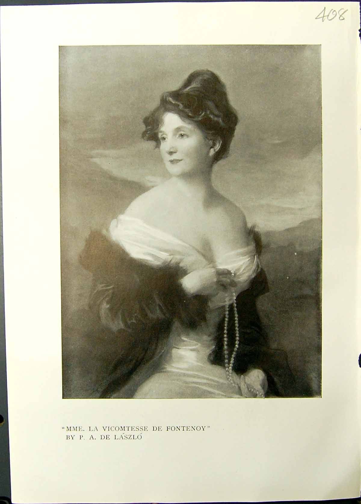 Old Print Beautiful Woman Vicomtesse Fontenoy Romwoman Ablett Studio 1911 20th