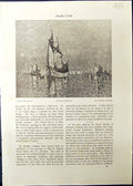 Antique Print Studio 1911 Blue GSailing Ships Mfat Lindner Yorinda Yoringel
