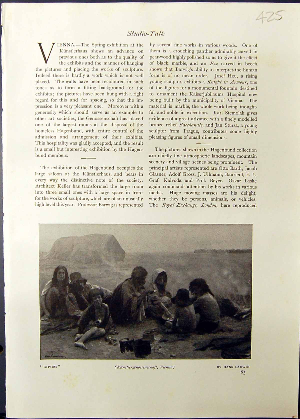 Old Studio 1911 Gipsies Camp Hans Larwin Beghtyrol Mountains Beck Ron 20th