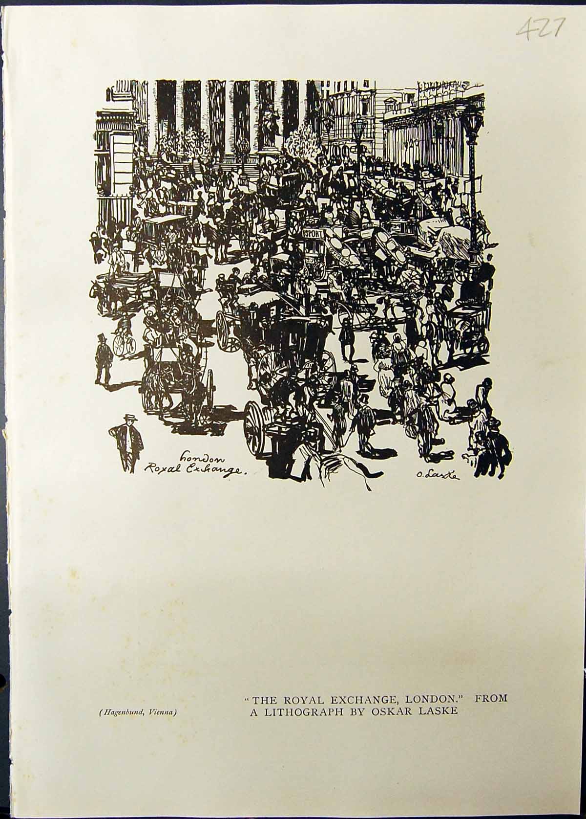 Old Royal Exchange London Lithograph Laske Studio 1911 Frau Dr. Von S 20th