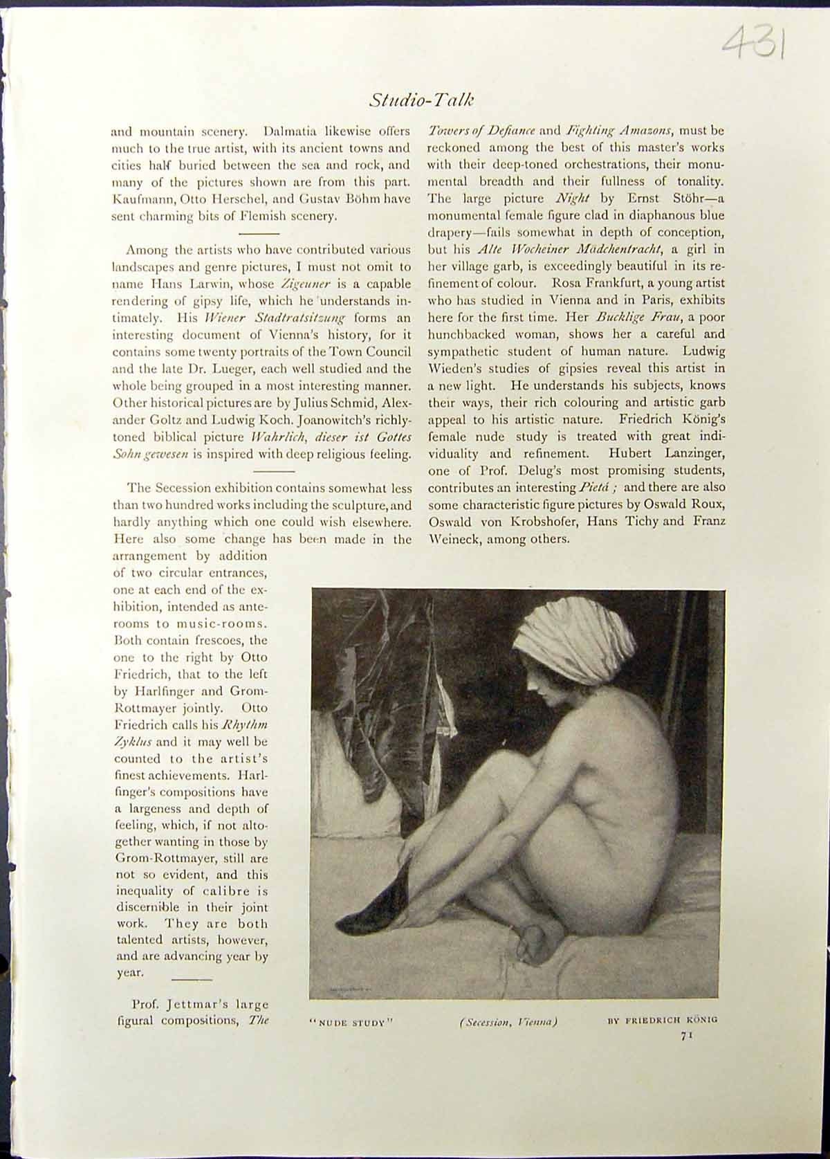 Old Nude Study Lady Friedrich Konig Evening Scene Lake Karer Alfred P