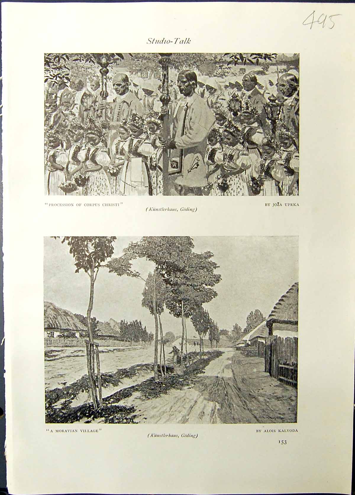 Old Studio 1911 Procession Corpus Christi Uprka Moravian Village Kalv 20th