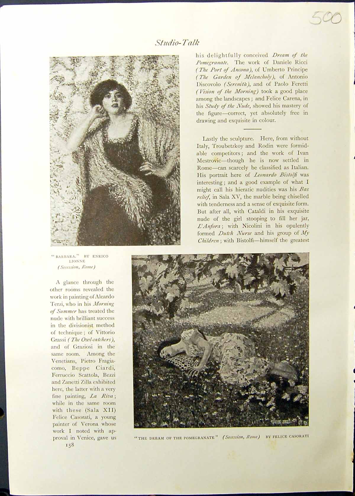 Old Villa Doria Arturo Noci Barbara Lady Dream Pomegranate Casorati S
