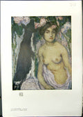 Antique Old Print Studio 1911 La Chevriere Nude Lady Oil Painting Aman Jean