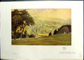 Old Antique Print Colour CotswHillside Landscape Charles Gere Studio 1911 20th