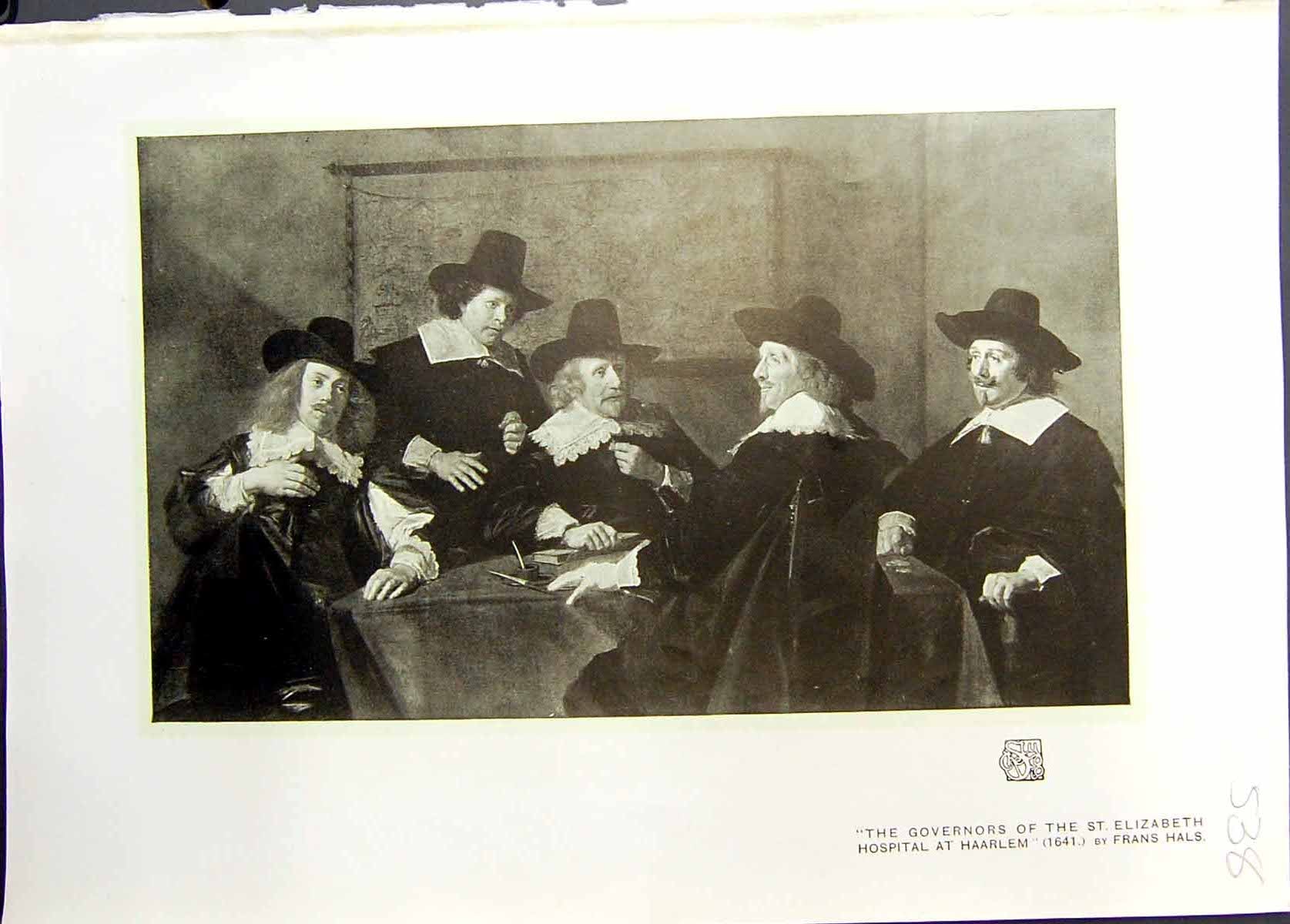 Old Print Studio 1911 Governors St. Elizabeth Hospital Haarlem Frans Hals 20th