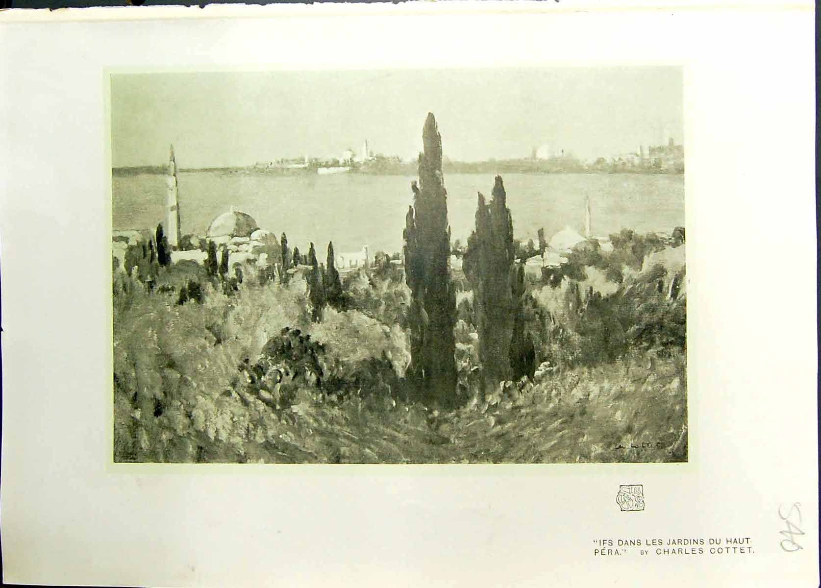 Antique Print Studio 1911 Ifs Dans Les Jardins Du Haut Pera Charles Cottet 20th