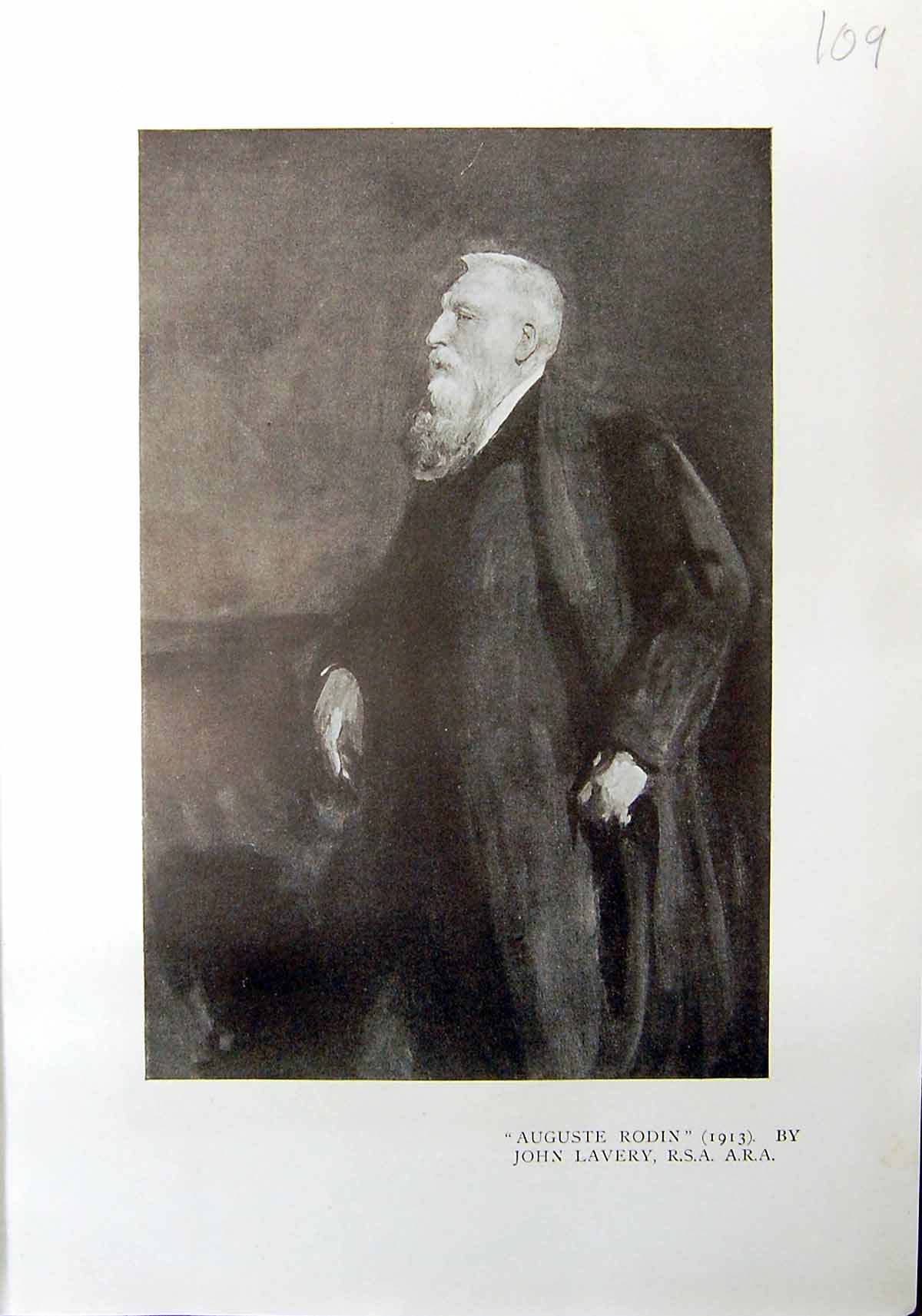 Original Old Antique Print 1912 Auguste Rodin John Lavery Lady Diana Manners