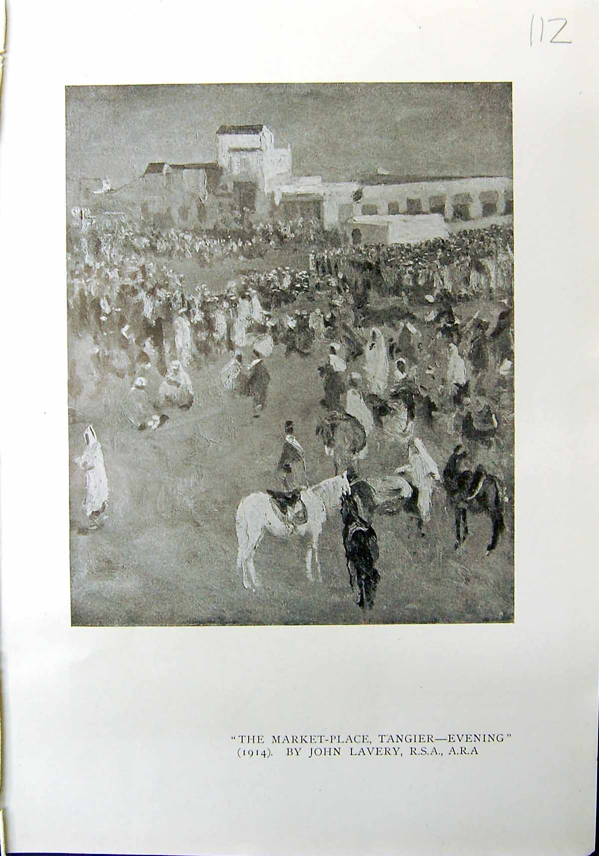 Original Old Antique Print Market Place Tangier John Lavery 1912 Mrs Kennard