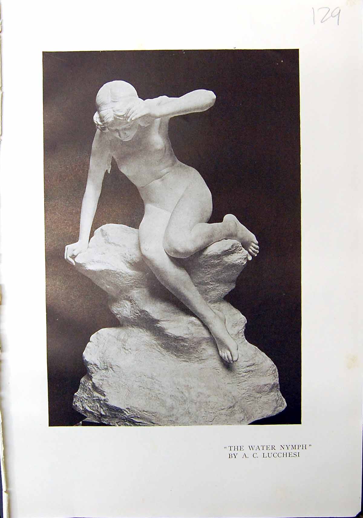Old Water Nymph Lucchesi Sculpture 1912 Panel Translucent Enamels Gri 20th