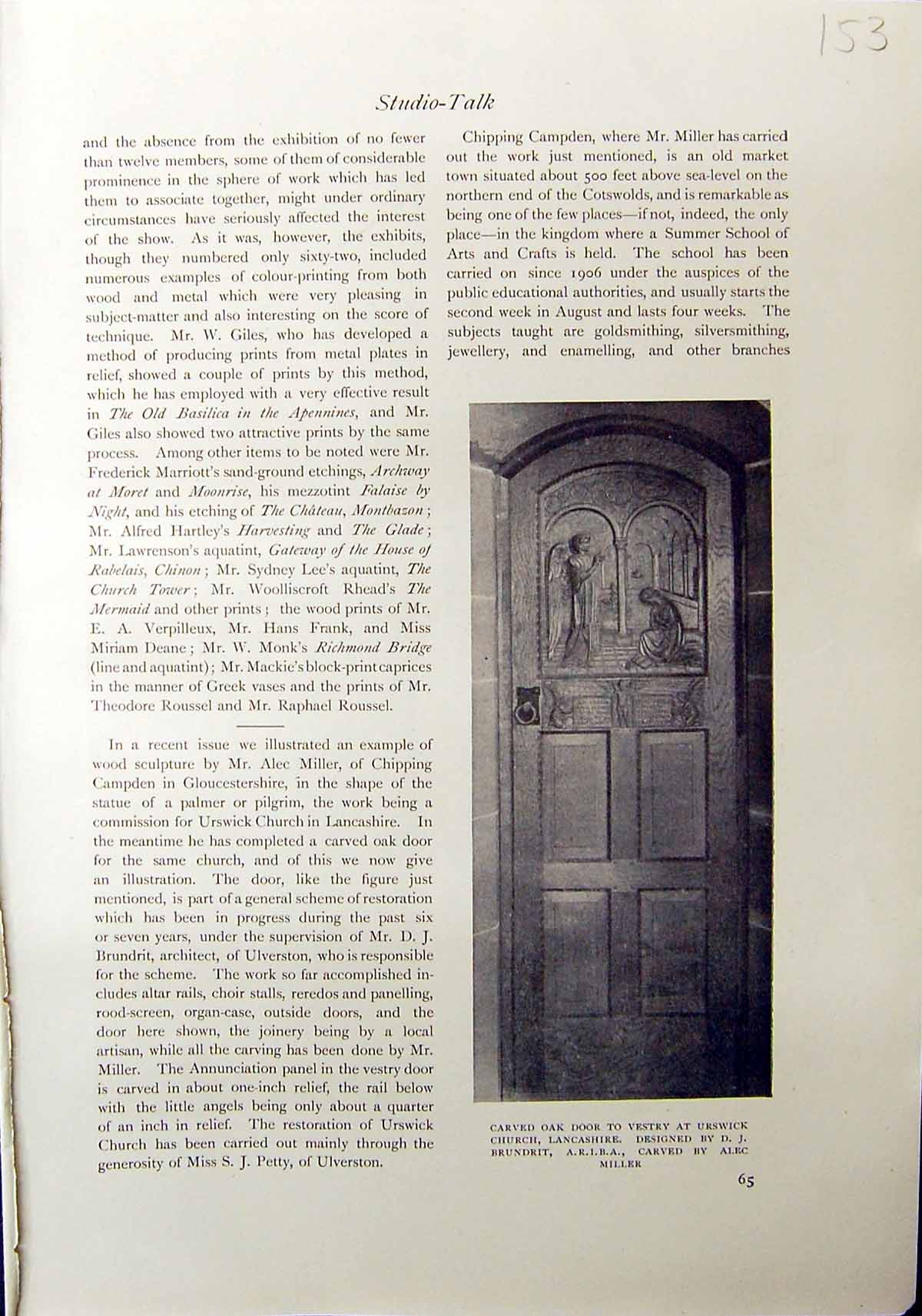 Old 1912 Oak Door Vestry Urswick Church Lancashire Miller Silver Cup 20th