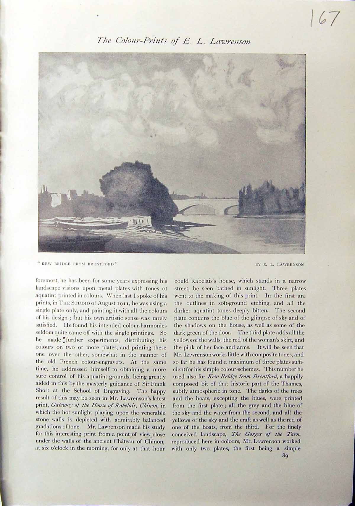 Old Antique Print Kew Bridge Brentford Lawrenson Irish Kelp Burners 1912 20th