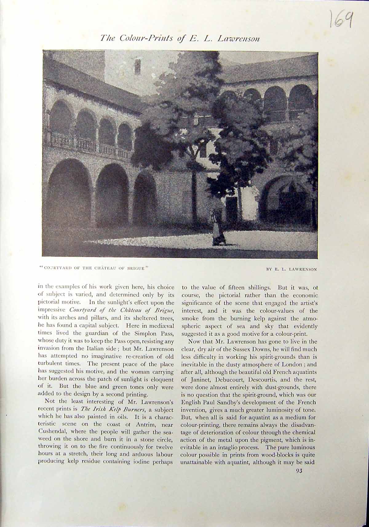 Antique Print Courtyard Chateau Brigue Lawrenson 1912 George Inn Dorchester