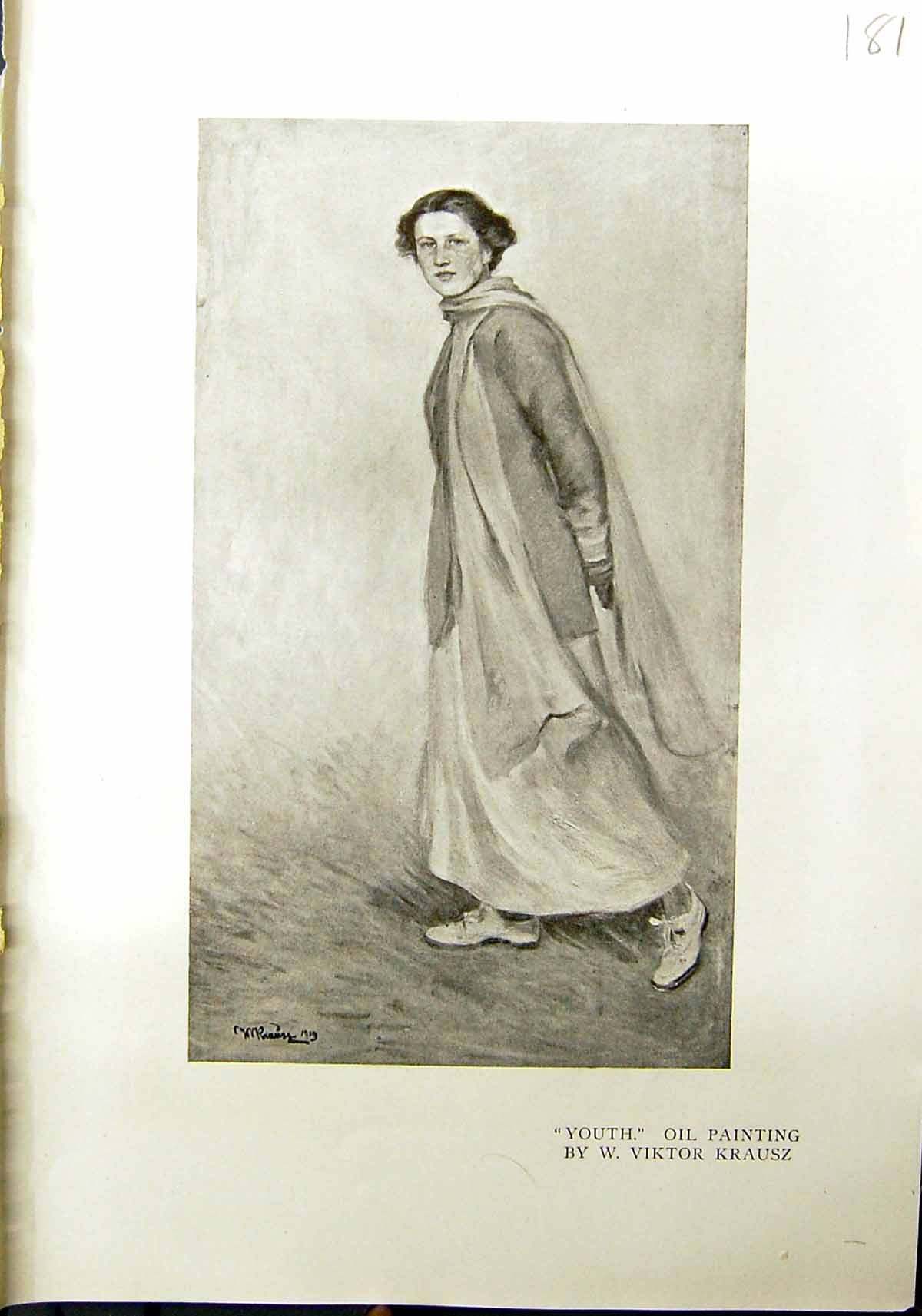Antique Print Lady Youth Viktor Krausz Autumn Sun Tempera Hugo Darnaut 1912